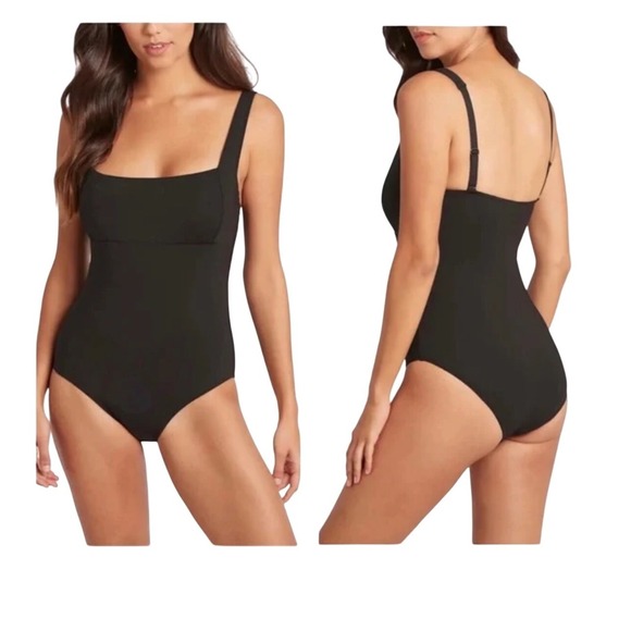 Cupshe Black One Piece Swimsuit Square Neck Women's Medium - Picture 1 of 4